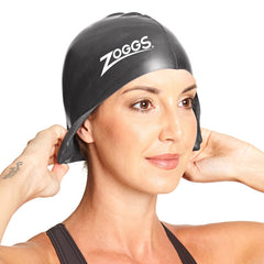 Zoggs Adults Silicone Swim Cap - Black