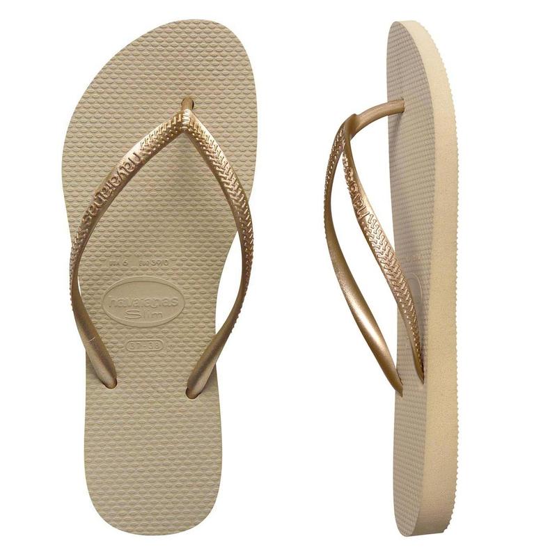 Havaianas Women's Slim Flip Flops - Sand/Grey/Gold-Thongs & Flip Flops-Outback Trading