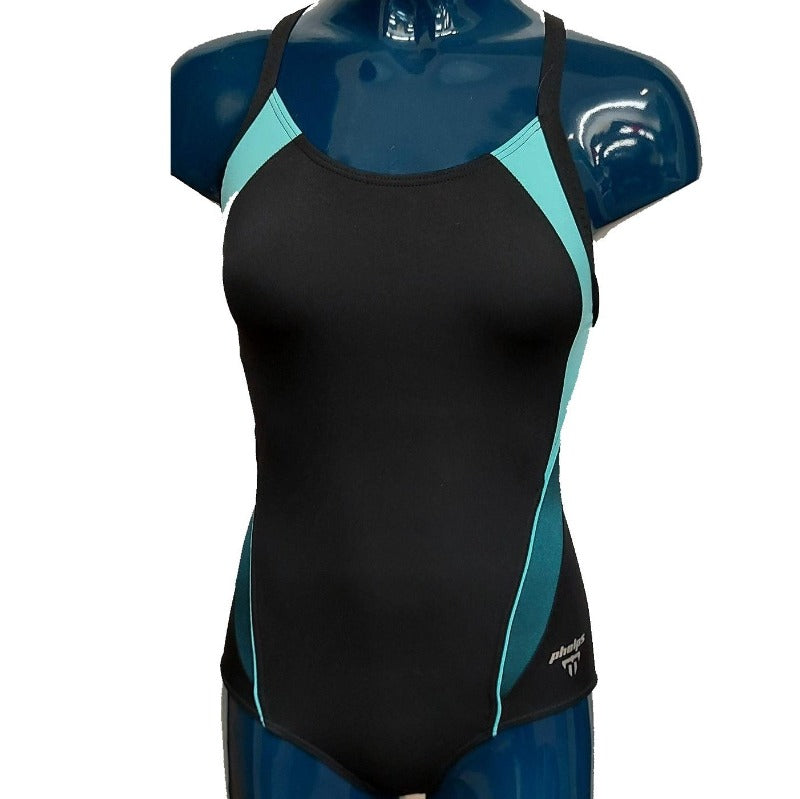 Aqua Sphere "Phelps" Kalista Swimming Costume - Black/Turquoise.3