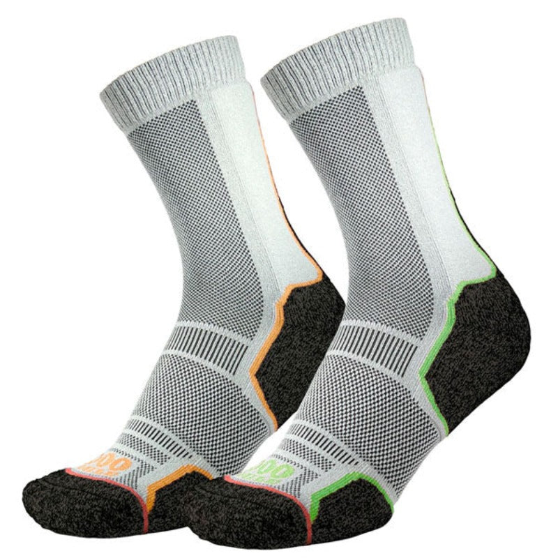 1000 Mile Trek Socks - Twin Pack Men's - Black/Orange/Green 1