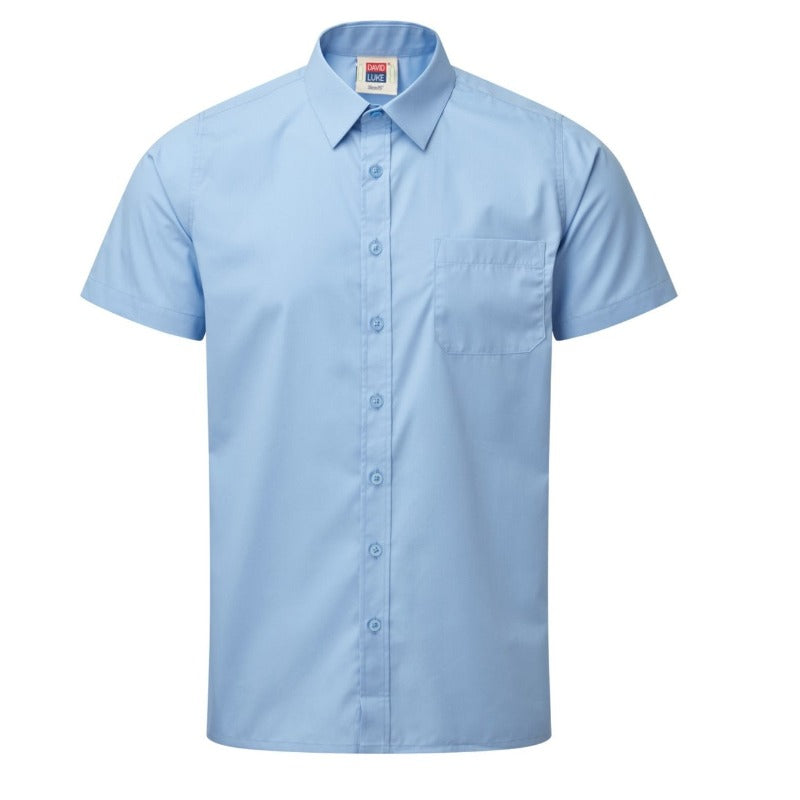 David Luke Boys Short Sleeve School Shirt - Blue.1
