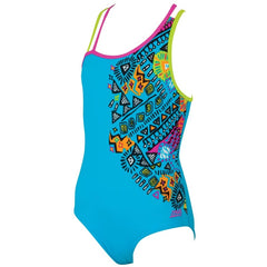 Zoggs Tribal Art Crossback Zoggs Girls Swimsuit - Blue