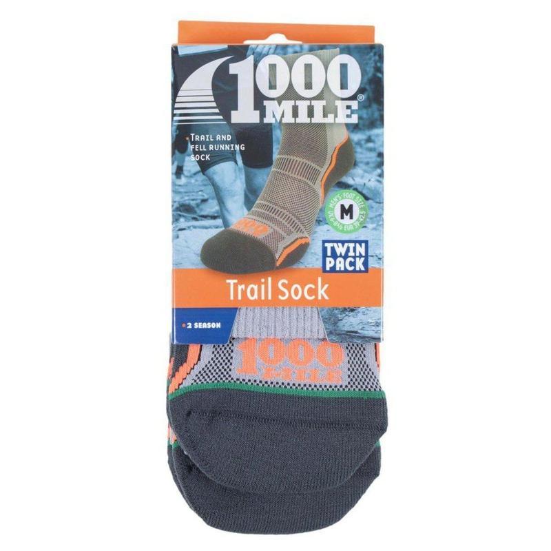 1000 Mile Trail Sock Twin Pack Men's - Grey-Socks-Outback Trading