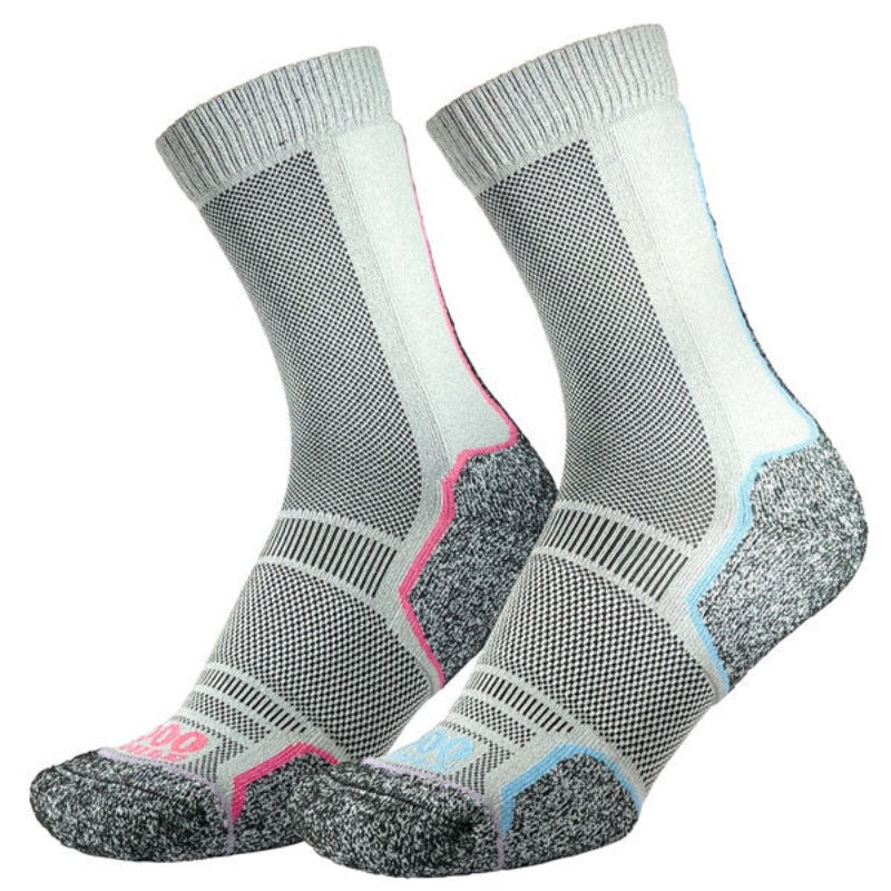 1000 Mile Trek Socks - Twin Pack Women's - Silver Blue/Pink.1