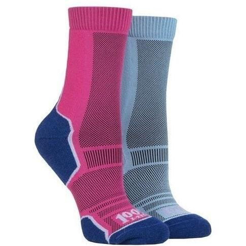 1000 Mile Trek Socks - Twin Pack Women's - Navy/Pink-Socks-Outback Trading