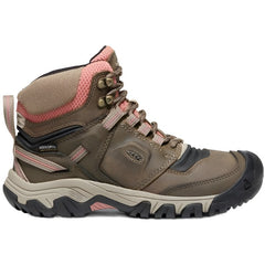 Keen Womens Ridge Flex WP Mid Walking Boots - Timberwolf/Brick Dust-Walking Shoe-Outback Trading