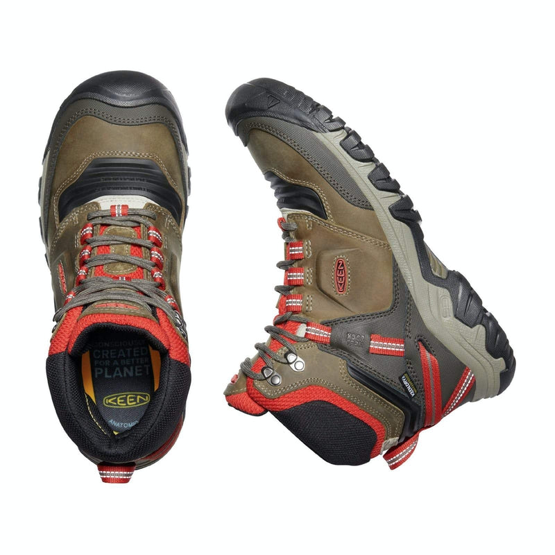 Keen Men's Ridge Flex WP Mid Walking Boots - Dark Olive/Ketchup-Walking Shoe-Outback Trading