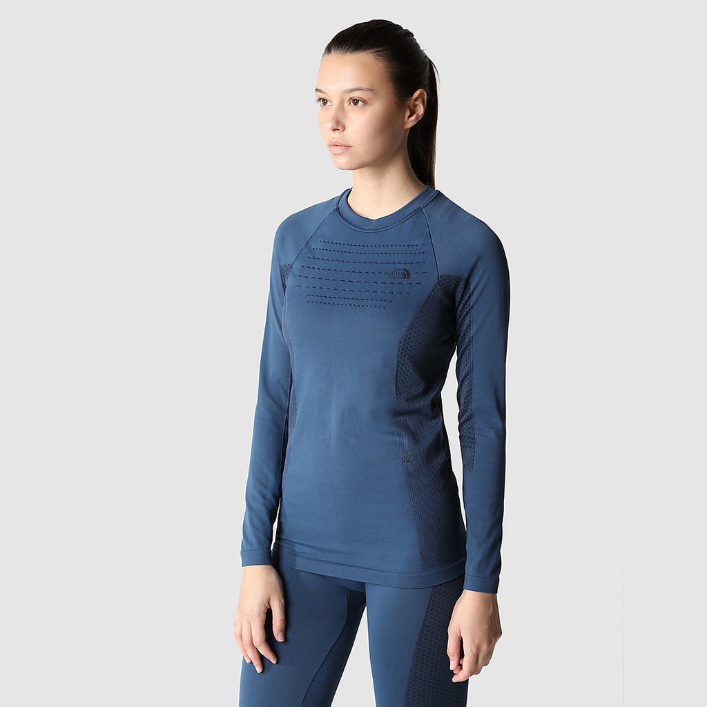 The North Face Womens Sport Long Sleeved Crew Top  - Blue Wing Teal / TNF Black 1