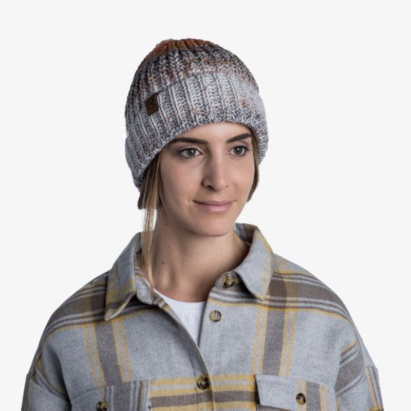 Buff Knitted and Polar Olya Hat - Grey-Beanies-Outback Trading