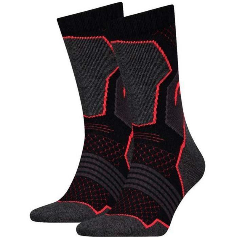 Head Hiking Crew Unisex Socks Black/Red- 2 Pack-Socks-Outback Trading