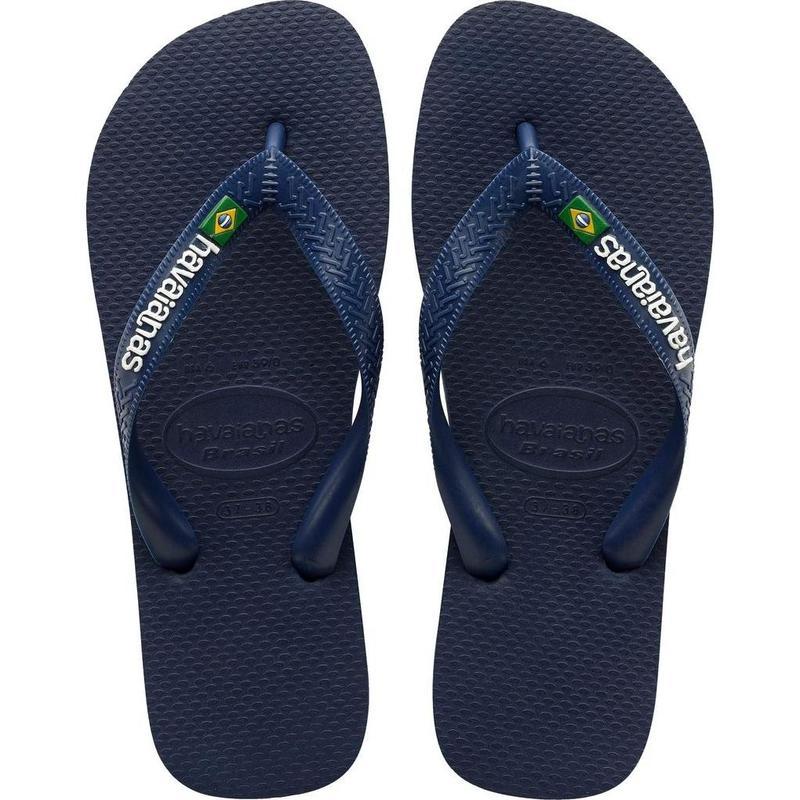 Havaianas Men's Brasil Logo Navy Flip Flops-Thongs & Flip Flops-Outback Trading