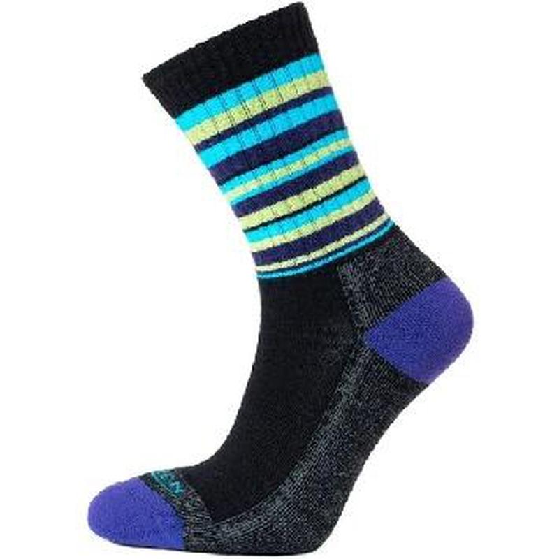 Horizon Women's Premium Micro Crew Socks - Anthracite/Turquoise Stripe-Socks-Outback Trading