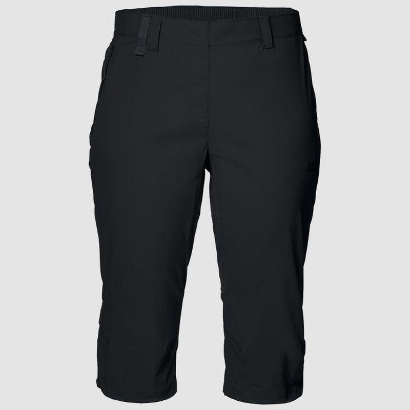 Jack Wolfskin Activate Light Women's 3/4 Length Trousers - Black-Shorts-Outback Trading