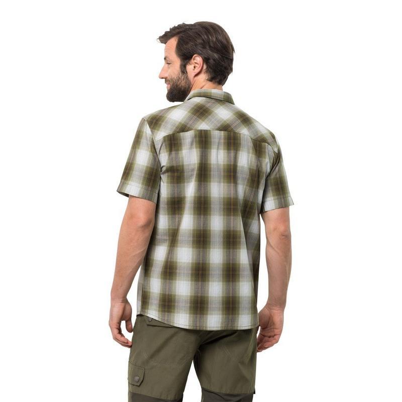 Jack Wolfskin Men's Hot Chili Shirt - Woodland Green Checks-Shirts & Blouses-Outback Trading