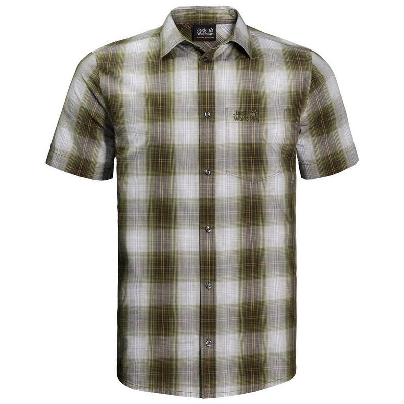 Jack Wolfskin Men's Hot Chili Shirt - Woodland Green Checks-Shirts & Blouses-Outback Trading