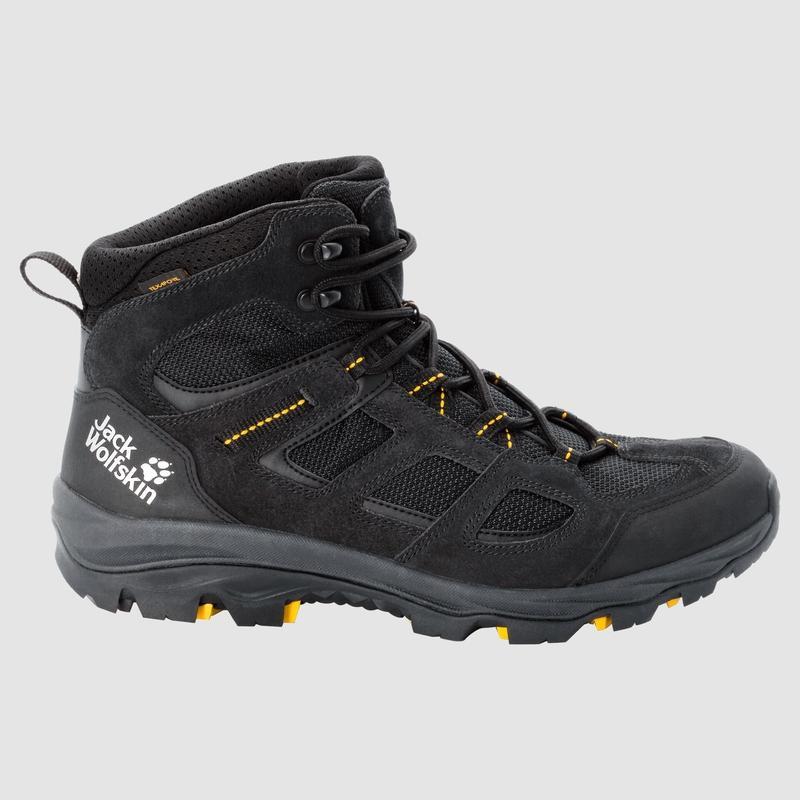 Jack Wolfskin Vojo Hike 3 Men's Walking Boots - Black/Burley Yellow-Walking Boots-Outback Trading