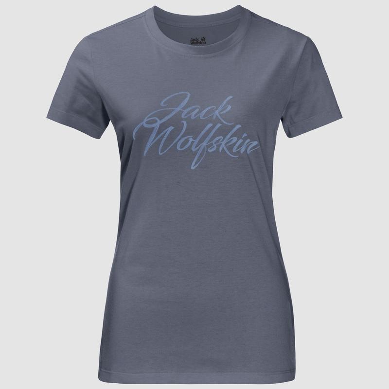 Jack Wolfskin Women's Brand Tee Shirt - Pebble Grey-Tee Shirts-Outback Trading