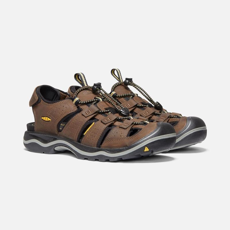 Keen Rialto II Men's Leather Walking Sandals - Bison/Black-Sandals-Outback Trading