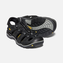Keen Rialto II Men's Leather Walking Sandals - Black/Gargoyle-Sandals-Outback Trading