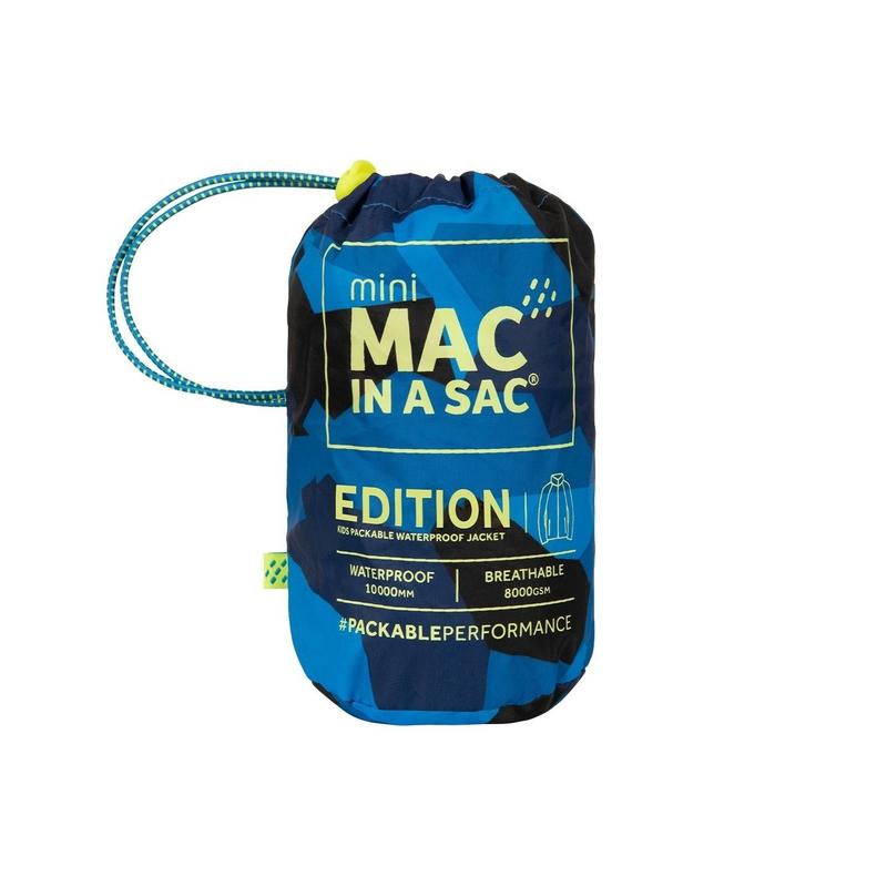 Mini Mac In A Sac Kids Packable Waterproof Jacket - Blue Camo-Packable waterproof-Outback Trading