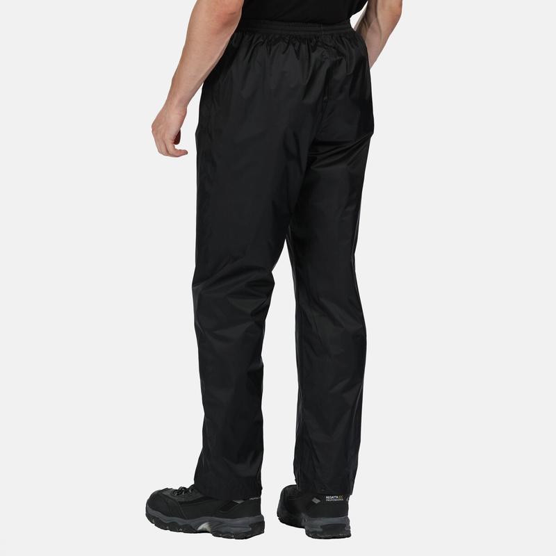 Regatta Mens Pro Packaway waterproof trouser - Black-Waterproof Trousers-Outback Trading