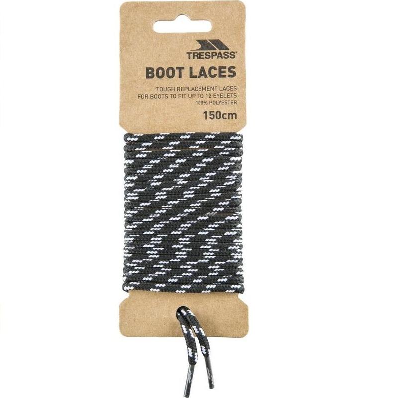 Trespass Round Boot Laces 130cm, 150cm, 200cm - Black-Shoe Laces-Outback Trading