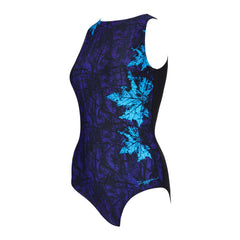 Zoggs Indigo Forest Hi Front Women's Swimming Costume - Blue