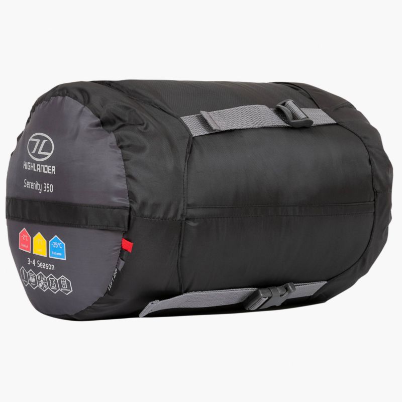 Highlander Serenity 350 Single Sleeping Bag - Charcoal-Sleeping Bags-Outback Trading