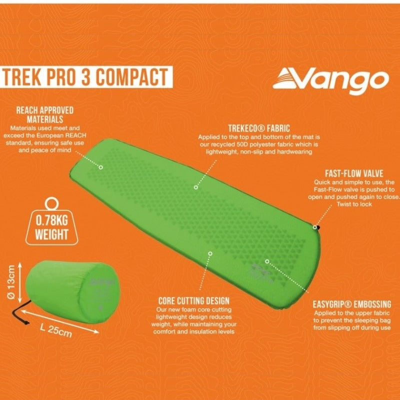 Vango Trek Pro 3 Compact Self Inflating Mat - Gecko-outback-trading-4