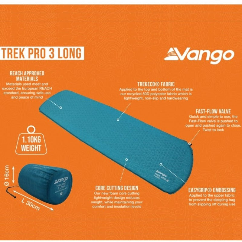 Vango Trek Pro 3 Long Self Inflating Mat - Atom Blue-outback-trading-3